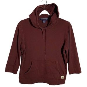 Abercrombie & Fitch Womens Size Large Burgundy Crop Pullover Hoodie